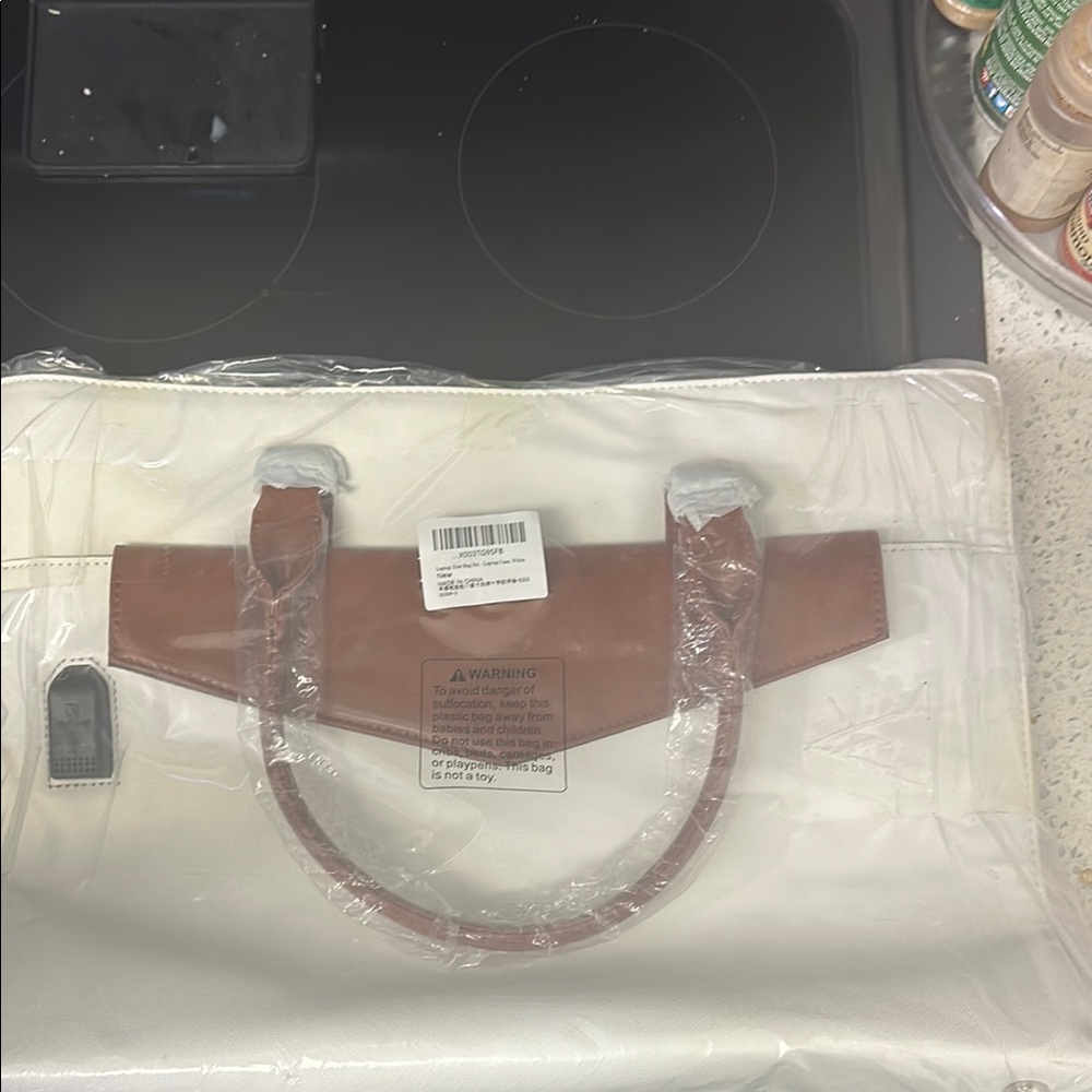 White and Brown Tote Bag